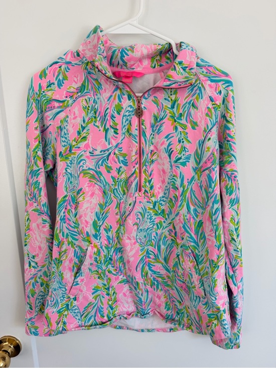 Lilly Pulitzer Tops - Lilly Pulitzer Skipper Popover sweatshirt  "Unicorn of the Sea" Sz M